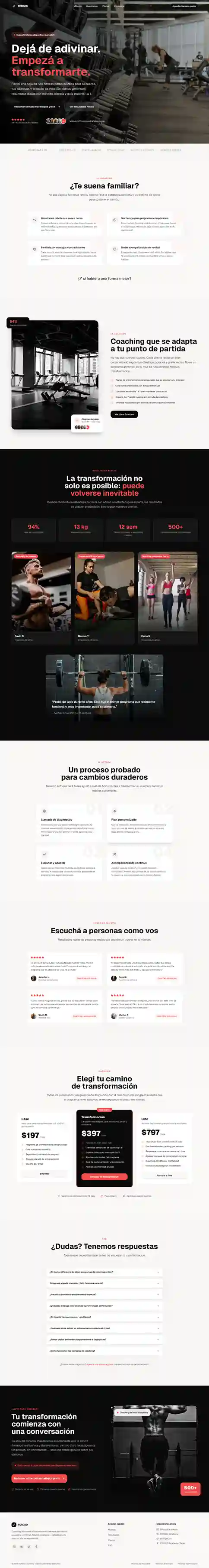 Desarrollo web de alto rendimiento para Fitness