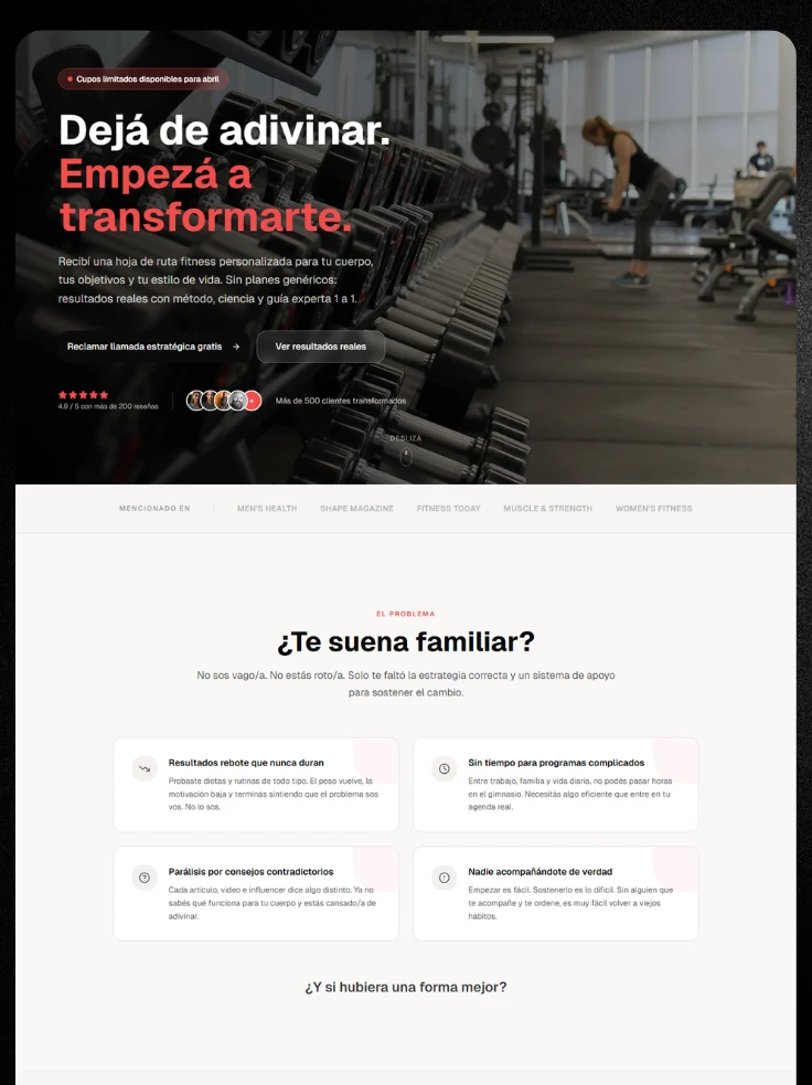 Mockup demo de página web con foco en conversión